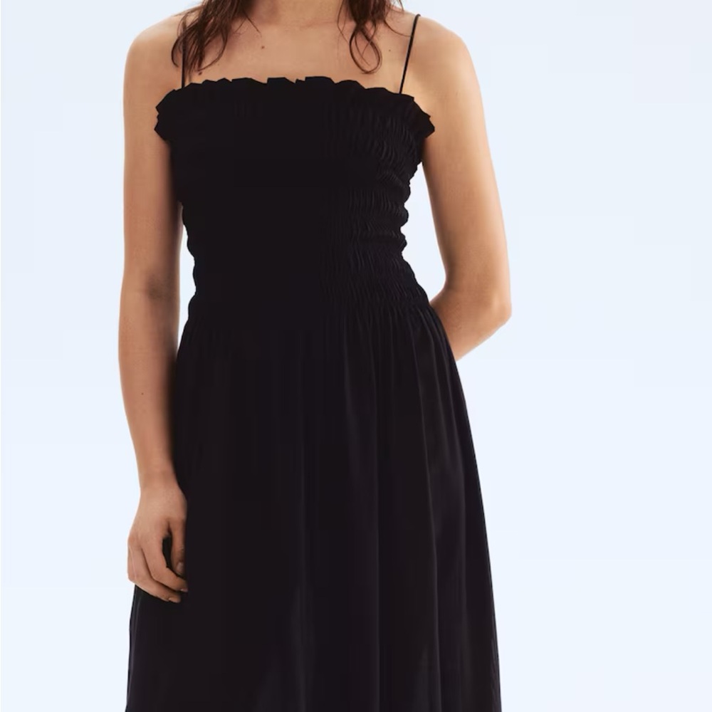 Smocked Women's Black Dress